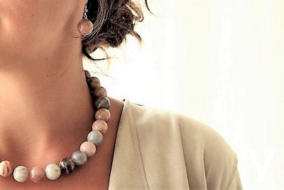 Collier pierre de lune court 14 FIL
